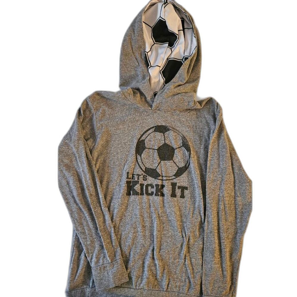 Urban Smalls Soccer Gray Hooded T Shirt Boys Size Small
